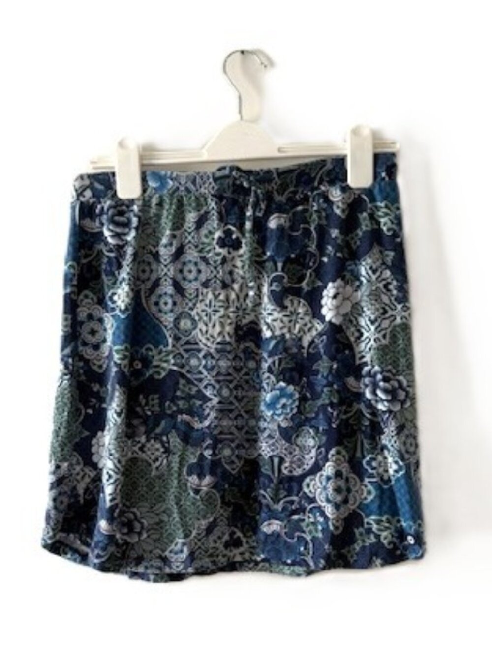 Sherpa Blue Floral Athletic Skirt with Drawstring Waist